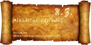 Miklósi Zénó névjegykártya